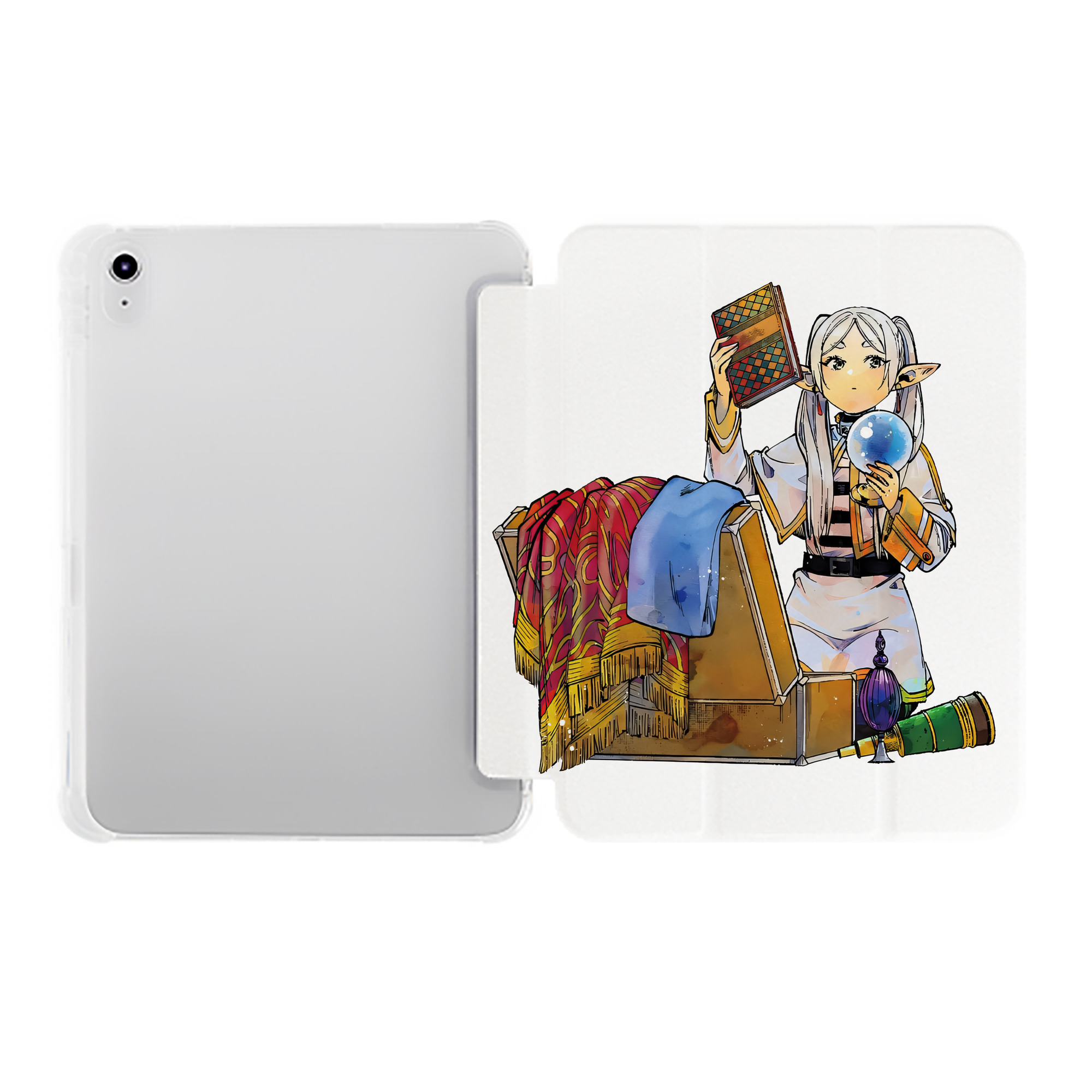 （画像用） 葬送のフリーレン Frieren IPad ケース ペン収納付き 三つ折りスタンド PUレザー×シリコン 対応機種9.5/10.5/10.9インチ
